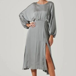 ASTR The Label Marin Dolman Sleeve Slate Gray Silky Midi Dress
